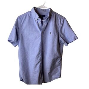 Ralph Lauren Boys Chambray Shirt Blue Short Sleeve Button Down Size XL 18 20